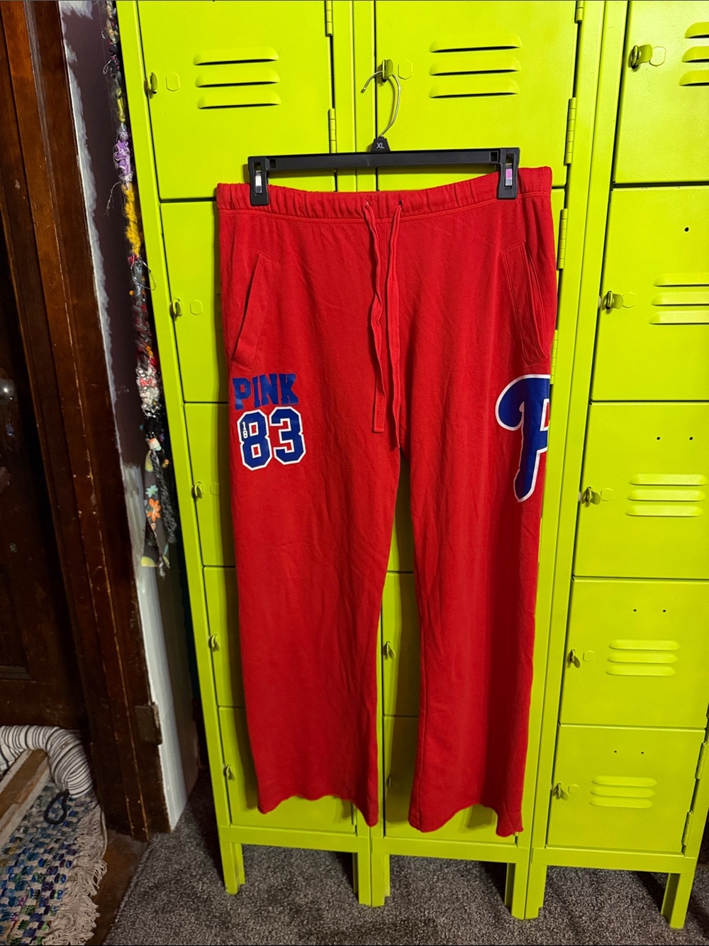 PINK Victoria's Secret Rare Phillies Sweatpants with Blue & White Graphics